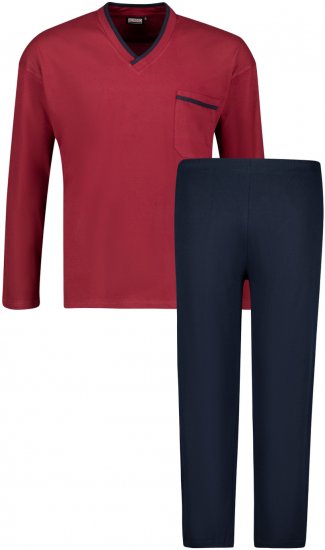 Adamo Beppo Long Sleeve Pyjama Burgundy - Intimo & costumi da bagno - Intimo Taglie Forti Uomo