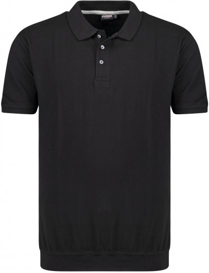 Adamo Kadir Polo Shirt with Cuffed Hem Black - Polo - Polo Uomo Taglie Forti