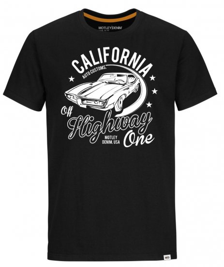 Motley Denim Ipswich T-Shirt White on Black - Magliette - Magliette Uomo Taglie Forti