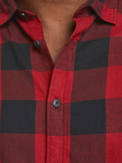 Jack & Jones Gingham Shirt L/S Brick Red - Camicie - Camicie Taglie Forti Uomo