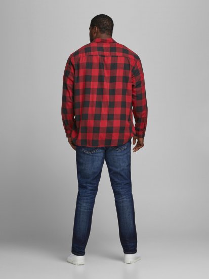 Jack & Jones Gingham Shirt L/S Brick Red - Camicie - Camicie Taglie Forti Uomo