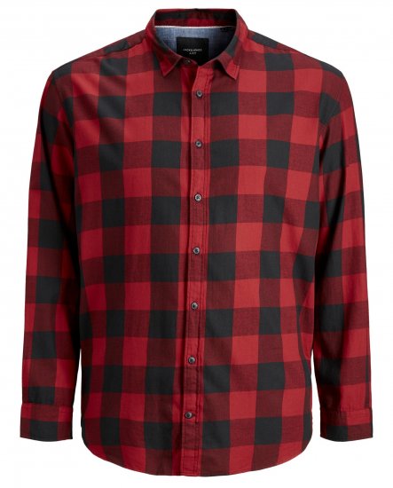 Jack & Jones Gingham Shirt L/S Brick Red - Camicie - Camicie Taglie Forti Uomo