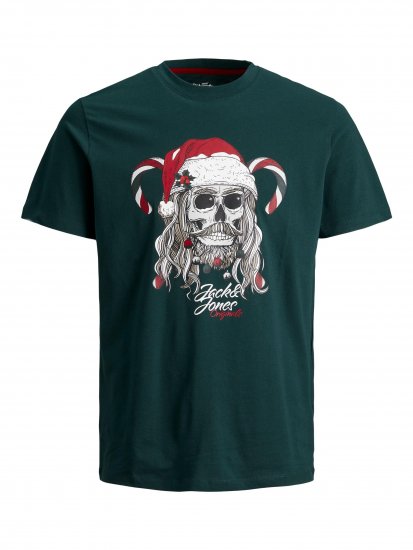 Jack & Jones JORFESTIVE Xmas Skull T-shirt Green - Magliette - Magliette Uomo Taglie Forti