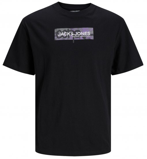 Jack & Jones JCOAOP PRINT T-Shirt Black - Magliette - Magliette Uomo Taglie Forti