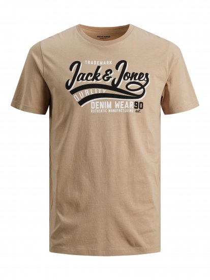 Jack & Jones JJELOGO TEE Beige - Magliette - Magliette Uomo Taglie Forti
