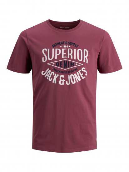Jack & Jones JJELOGO TEE Hawthorn Rose - Magliette - Magliette Uomo Taglie Forti