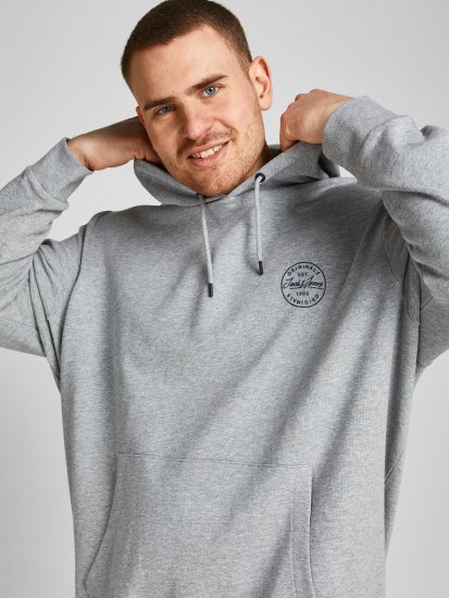 Jack & Jones JJESHARK SWEAT Hoodie Light Grey - Felpe & felpe con cappuccio - Felpe & Felpe con Cappuccio Uomo Taglie Forti