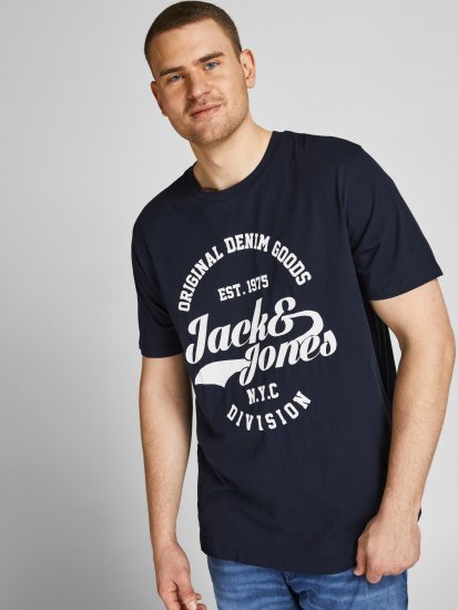 Jack & Jones JJERAFA TEE Navy - Magliette - Magliette Uomo Taglie Forti