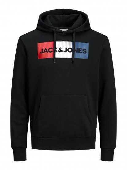 Jack & Jones CORP LOGO Hoodie Black - Felpe & felpe con cappuccio - Felpe & Felpe con Cappuccio Uomo Taglie Forti