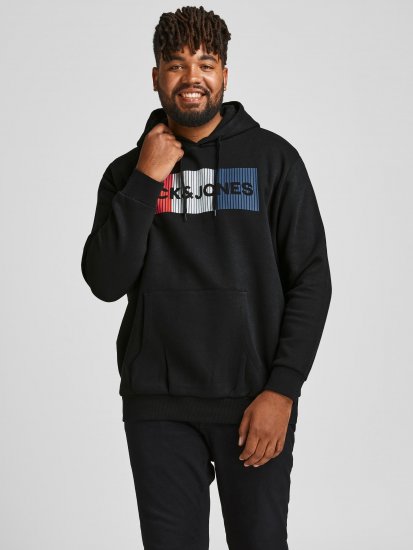 Jack & Jones CORP LOGO Hoodie Black - Felpe & felpe con cappuccio - Felpe & Felpe con Cappuccio Uomo Taglie Forti