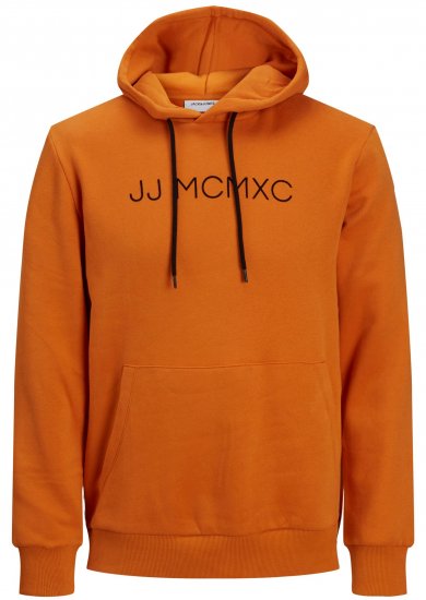 Jack & Jones JJHUGO FLOCK Hoodie Orange - Felpe & felpe con cappuccio - Felpe & Felpe con Cappuccio Uomo Taglie Forti