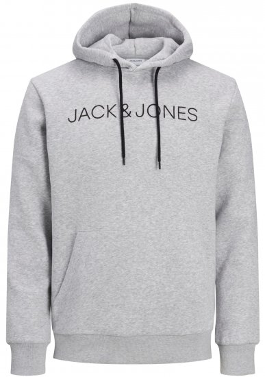 Jack & Jones JJHUGO FLOCK Hoodie Grey - Felpe & felpe con cappuccio - Felpe & Felpe con Cappuccio Uomo Taglie Forti