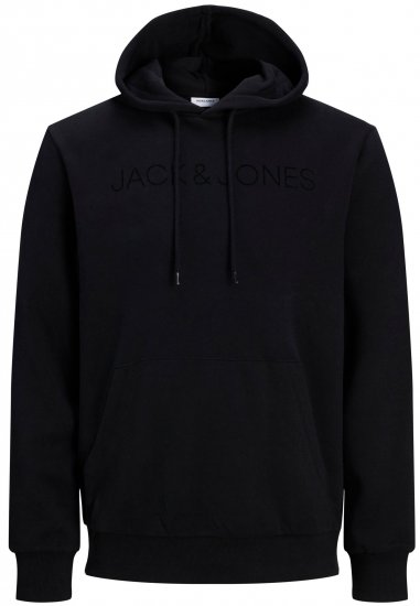 Jack & Jones JJHUGO FLOCK Hoodie Black - Felpe & felpe con cappuccio - Felpe & Felpe con Cappuccio Uomo Taglie Forti