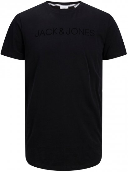 Jack & Jones JJHUGO FLOCK TEE Black - Magliette - Magliette Uomo Taglie Forti