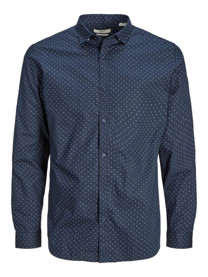 Jack & Jones JPRBLACARDIFF Print Shirt LS Navy - Camicie - Camicie Taglie Forti Uomo
