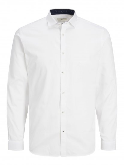 Jack & Jones JPRBLACARDIFF CONTRAST Shirt LS White - Camicie - Camicie Taglie Forti Uomo