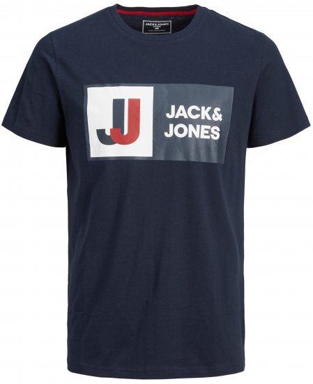 Jack & Jones JCOLOGAN TEE Navy - Magliette - Magliette Uomo Taglie Forti