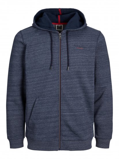 Jack & Jones JCOBERG SWEAT ZIP Hoodie Navy - Felpe & felpe con cappuccio - Felpe & Felpe con Cappuccio Uomo Taglie Forti