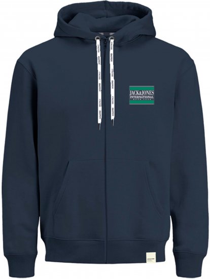 Jack & Jones JORINTERNATIONAL ZIP Hoodie Navy - Felpe & felpe con cappuccio - Felpe & Felpe con Cappuccio Uomo Taglie Forti