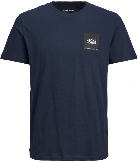 Jack & Jones JJLOCK TEE Navy Small print logo - Magliette - Magliette Uomo Taglie Forti