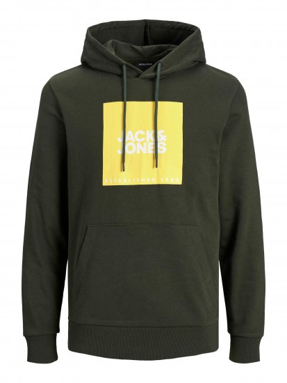 Jack & Jones JJLOCK SWEAT HOOD Dark Green - Felpe & felpe con cappuccio - Felpe & Felpe con Cappuccio Uomo Taglie Forti