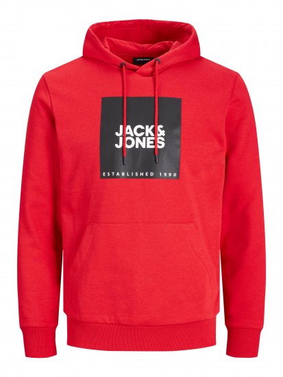 Jack & Jones JJLOCK SWEAT HOOD Red - Felpe & felpe con cappuccio - Felpe & Felpe con Cappuccio Uomo Taglie Forti