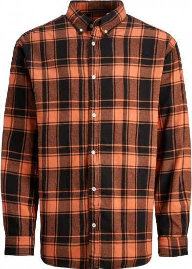 Jack & Jones JORCOZY FLANNEL CHECK SHIRT LS Ginger - Camicie - Camicie Taglie Forti Uomo