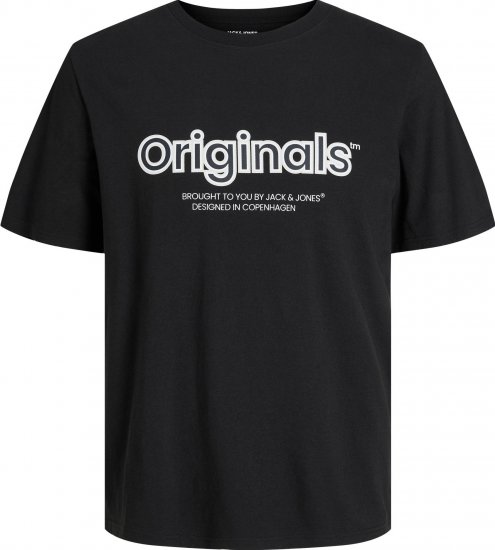 Jack & Jones JORLAKEWOOD BRANDING TEE Black - Magliette - Magliette Uomo Taglie Forti