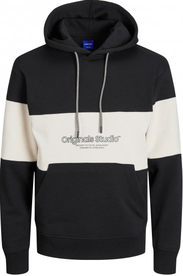 Jack & Jones JORLAKEWOOD SWEAT HOODIE Blocking Black - Felpe & felpe con cappuccio - Felpe & Felpe con Cappuccio Uomo Taglie Forti