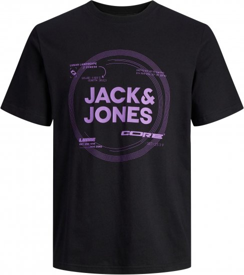 Jack & Jones JCOPILOU TEE SS CREW NECK Black - Magliette - Magliette Uomo Taglie Forti