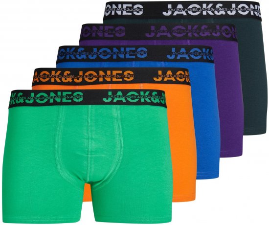 Jack & Jones JACDALLAS LOGO TRUNKS 5 PACK Holly Green - Intimo & costumi da bagno - Intimo Taglie Forti Uomo