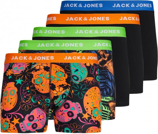 Jack & Jones JACPOP SKULLS TRUNKS 5 PACK Black - Intimo & costumi da bagno - Intimo Taglie Forti Uomo