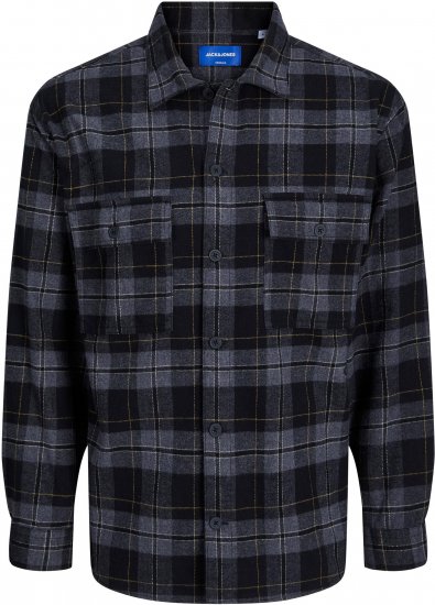 Jack & Jones JORBLAFRI CHECK OVERSHIRT LS Black - Camicie - Camicie Taglie Forti Uomo