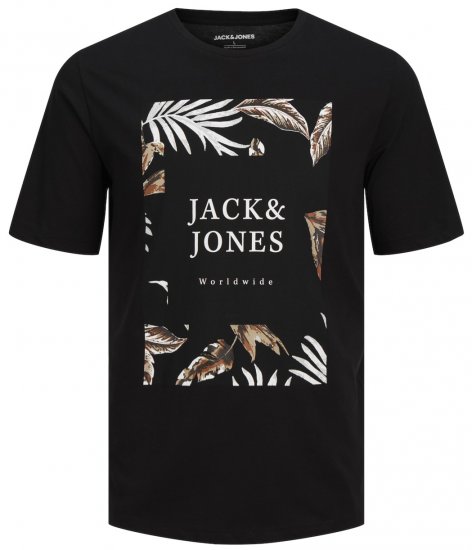 Jack & Jones JJFLOOR Black T-Shirt - Magliette - Magliette Uomo Taglie Forti