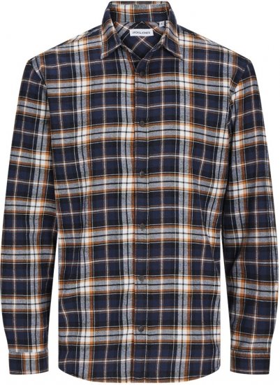 Jack & Jones JOSHUA LS Flannel Shirt Orange - Camicie - Camicie Taglie Forti Uomo