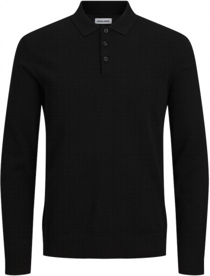 Jack & Jones FRED Long Sleeve Polo Black - Polo - Polo Uomo Taglie Forti