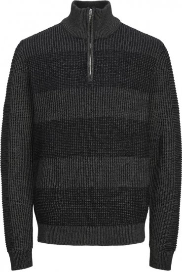Jack & Jones HUGO Knitted Sweater with Half Zipper Black - Felpe & felpe con cappuccio - Felpe & Felpe con Cappuccio Uomo Taglie Forti