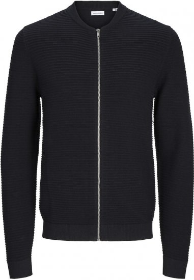 Jack & Jones OTTO Knitted Sweater with Zipper Black - Felpe & felpe con cappuccio - Felpe & Felpe con Cappuccio Uomo Taglie Forti
