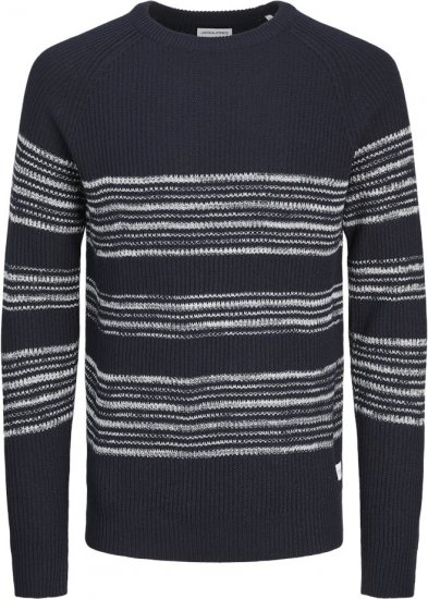 Jack & Jones PANNEL Striped Knitted Sweater Navy Blazer - Felpe & felpe con cappuccio - Felpe & Felpe con Cappuccio Uomo Taglie Forti