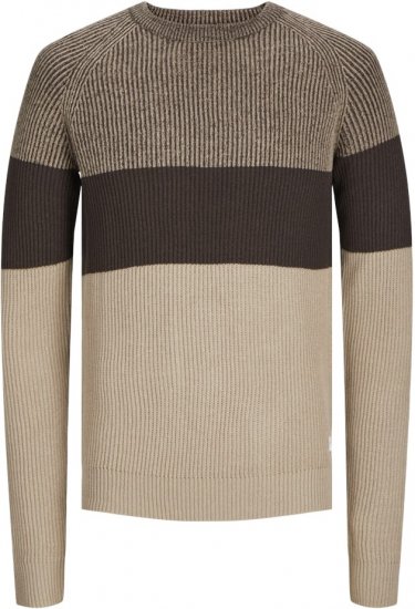 Jack & Jones PANNEL Knitted Sweater Brown - Felpe & felpe con cappuccio - Felpe & Felpe con Cappuccio Uomo Taglie Forti