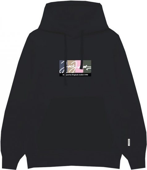 Jack & Jones PORTLAND Hoodie Black - Felpe & felpe con cappuccio - Felpe & Felpe con Cappuccio Uomo Taglie Forti