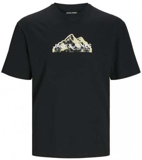 Jack & Jones JCOMOUNTAIN LOGO T-Shirt Black - Magliette - Magliette Uomo Taglie Forti