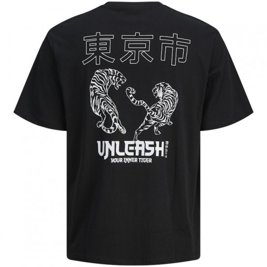 Jack & Jones Miko Crew Neck T-Shirt Black - Magliette - Magliette Uomo Taglie Forti