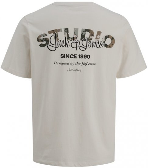 Jack & Jones Yuki Back Print Crew Neck T-Shirt Moonbeam - Magliette - Magliette Uomo Taglie Forti