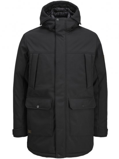 Jack & Jones Finn Softshell Parka Black - Giubbotti - Giubbotti Uomo Taglie Forti