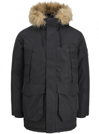 Jack & Jones Camp Faux Fur Parka Black - Giubbotti - Giubbotti Uomo Taglie Forti