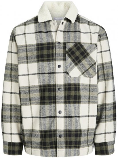 Jack & Jones Zac Teddy Long Sleeve Overshirt Jacket Dusty Olive - Giubbotti - Giubbotti Uomo Taglie Forti