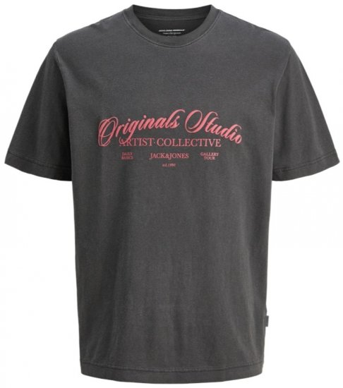 Jack & Jones Wood Wash Crew Neck T-Shirt Black - Magliette - Magliette Uomo Taglie Forti