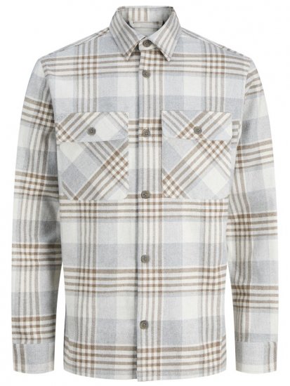 Jack & Jones Rayle Melange Check Long Sleeve Overshirt Brown - Camicie - Camicie Taglie Forti Uomo