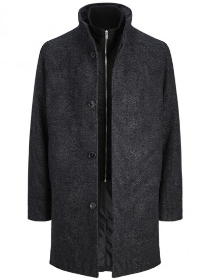 Jack & Jones Keith Standcollar Wool Blend Jacket Charcoal Grey - Giubbotti - Giubbotti Uomo Taglie Forti